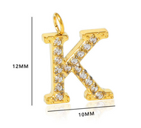 1 Piece 12*10mm Titanium Steel Zircon 18K Gold Plated Letter Pendant main image 2