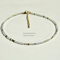 IG Style Casual Geometric 304 Stainless Steel Artificial Crystal Beaded Gold Plated Women's Necklace sku image 1
