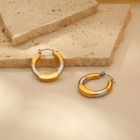 1 Pair IG Style Casual Retro Color Block Polishing 304 Stainless Steel 18K Gold Plated Earrings main image 4