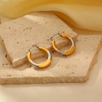 1 Pair IG Style Casual Retro Color Block Polishing 304 Stainless Steel 18K Gold Plated Earrings main image 6