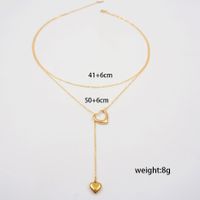 304 Stainless Steel Titanium Steel Gold Plated IG Style Casual Simple Style Handmade Hollow Out Heart Shape Double Layer Necklaces main image 2