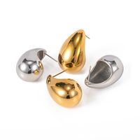 1 Pair Vintage Style Commute Water Droplets Plating 304 Stainless Steel 18K Gold Plated Ear Studs main image 3