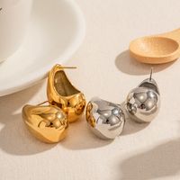 1 Pair Vintage Style Commute Water Droplets Plating 304 Stainless Steel 18K Gold Plated Ear Studs main image 7