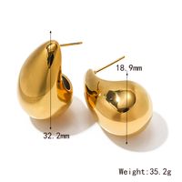 1 Pair Vintage Style Commute Water Droplets Plating 304 Stainless Steel 18K Gold Plated Ear Studs sku image 2
