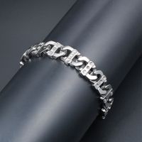 Simple Style Classic Style Solid Color 304 Stainless Steel Inlay Rhinestones Men's Bracelets main image 2