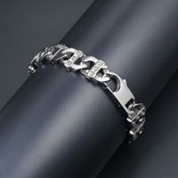 Simple Style Classic Style Solid Color 304 Stainless Steel Inlay Rhinestones Men's Bracelets main image 1