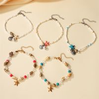 Casual Beach Starfish Conch Natural Stone Beaded Women's Anklet main image 1
