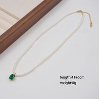 Vintage Style Simple Style Geometric 304 Stainless Steel Imitation Pearl Copper Beaded Handmade Inlay Artificial Rhinestones Zircon Gold Plated Women's Pendant Necklace main image 2
