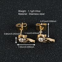 1 Pair Simple Style Classic Style Squirrel Polishing Inlay 304 Stainless Steel Zircon 18K Gold Plated Ear Studs main image 2
