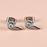 1 Pair Simple Style Classic Style Squirrel Polishing Inlay 304 Stainless Steel Zircon 18K Gold Plated Ear Studs sku image 1