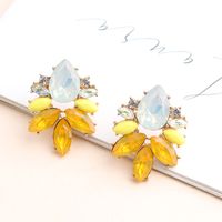 1 Pair Modern Style Classic Style Shiny Geometric Water Droplets Plating Inlay Alloy Acrylic Rhinestones Gold Plated Ear Studs main image 5
