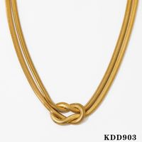 304 Stainless Steel 16K Gold Plated White Gold Plated Gold Plated Casual Knot Bracelets Earrings Necklace sku image 5