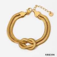 304 Stainless Steel 16K Gold Plated White Gold Plated Gold Plated Casual Knot Bracelets Earrings Necklace sku image 3