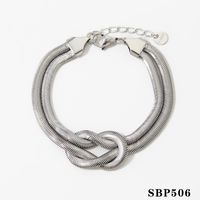 304 Stainless Steel 16K Gold Plated White Gold Plated Gold Plated Casual Knot Bracelets Earrings Necklace sku image 4