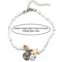 Casual Beach Starfish Conch Natural Stone Beaded Women's Anklet sku image 1