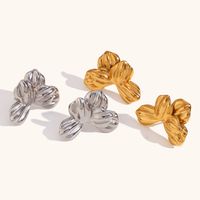1 Pair Basic Vintage Style Commute Flower Plating 304 Stainless Steel 18K Gold Plated Ear Studs main image 3