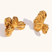 1 Pair Basic Vintage Style Commute Flower Plating 304 Stainless Steel 18K Gold Plated Ear Studs main image 5