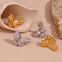 1 Pair Basic Vintage Style Commute Flower Plating 304 Stainless Steel 18K Gold Plated Ear Studs main image 1