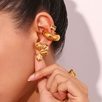 1 Pair Basic Vintage Style Commute Flower Plating 304 Stainless Steel 18K Gold Plated Ear Studs main image 2