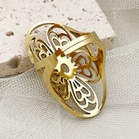 304 Stainless Steel 14K Gold Plated Sexy Sweet Commute Plating Inlay Flower Butterfly Pearl Zircon Rings main image 3
