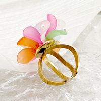 304 Stainless Steel 14K Gold Plated Sexy Sweet Commute Plating Inlay Flower Butterfly Pearl Zircon Rings main image 4