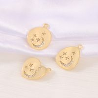1 Piece Round 17 * 21mm Heart Shape 15 * 17mm Drop-Shaped 15 * 22mm Copper Zircon 18K Gold Plated Star Moon Polished Pendant main image 1