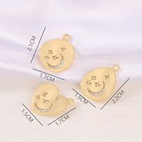 1 Piece Round 17 * 21mm Heart Shape 15 * 17mm Drop-Shaped 15 * 22mm Copper Zircon 18K Gold Plated Star Moon Polished Pendant main image 3