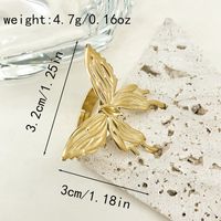 304 Stainless Steel 14K Gold Plated Sexy Sweet Commute Plating Inlay Flower Butterfly Pearl Zircon Rings sku image 3