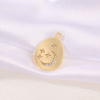1 Piece Round 17 * 21mm Heart Shape 15 * 17mm Drop-Shaped 15 * 22mm Copper Zircon 18K Gold Plated Star Moon Polished Pendant main image 2