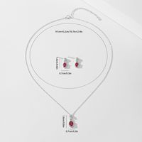 Elegant Simple Style Oval White Gold Plated Rhodium Plated Zircon Sterling Silver Wholesale Earrings Necklace Jewelry Set main image 2