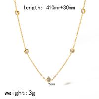 304 Stainless Steel 18K Gold Plated Simple Style Classic Style Plating Inlay Round Zircon Bracelets Necklace main image 4