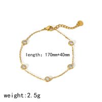 304 Stainless Steel 18K Gold Plated Simple Style Classic Style Plating Inlay Round Zircon Bracelets Necklace main image 5