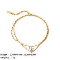 304 Stainless Steel 18K Gold Plated Simple Style Classic Style Plating Inlay Round Zircon Bracelets Necklace main image 7