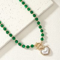 Elegant Sweet Heart Shape Plastic Toggle Inlay Artificial Pearls Rhinestones Women's Necklace main image 3