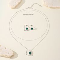 Elegant Wedding Simple Style Geometric White Gold Plated Rhodium Plated Zircon Sterling Silver Wholesale Earrings Necklace main image 2