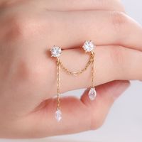 Copper 18K Gold Plated Simple Style Classic Style Plating Inlay Solid Color Zircon Ear Line main image 1
