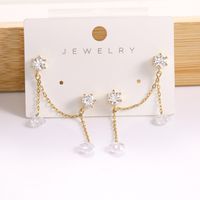 Copper 18K Gold Plated Simple Style Classic Style Plating Inlay Solid Color Zircon Ear Line main image 5