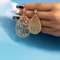 2 Pairs Elegant Vintage Style Water Droplets Mesh Frill Hollow Out Alloy Drop Earrings main image 2