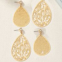 2 Pairs Elegant Vintage Style Water Droplets Mesh Frill Hollow Out Alloy Drop Earrings sku image 1