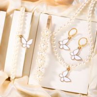 Elegant Romantic Shiny Butterfly Artificial Pearls Rhinestones Arylic Alloy Wholesale Jewelry Set main image 3