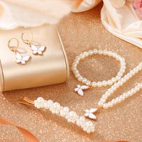 Elegant Romantic Shiny Butterfly Artificial Pearls Rhinestones Arylic Alloy Wholesale Jewelry Set main image 1