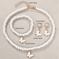 Elegant Romantic Shiny Butterfly Artificial Pearls Rhinestones Arylic Alloy Wholesale Jewelry Set main image 6