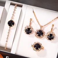 Elegant Romantic Round Artificial Diamond Alloy Wholesale Jewelry Set sku image 3