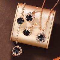 Elegant Romantic Round Artificial Diamond Alloy Wholesale Jewelry Set main image 1