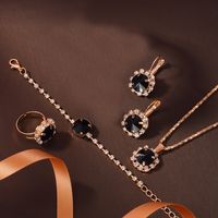 Elegant Romantic Round Artificial Diamond Alloy Wholesale Jewelry Set main image 2