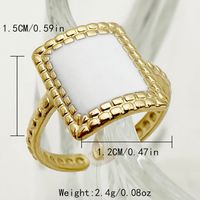 304 Stainless Steel 14K Gold Plated Casual Simple Style Commute Enamel Plating Inlay Square Star Natural Stone Pearl Rings sku image 2