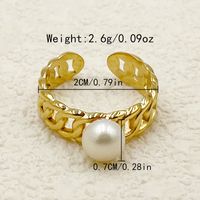 304 Stainless Steel 14K Gold Plated Casual Simple Style Commute Enamel Plating Inlay Square Star Natural Stone Pearl Rings sku image 3