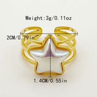 304 Stainless Steel 14K Gold Plated Casual Simple Style Commute Enamel Plating Inlay Square Star Natural Stone Pearl Rings sku image 4
