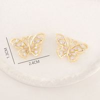 1 Piece 13 * 24mm Copper Zircon 18K Gold Plated Butterfly Polished Pendant main image 2
