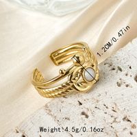 304 Stainless Steel 14K Gold Plated Casual Simple Style Commute Enamel Plating Inlay Square Star Natural Stone Pearl Rings sku image 5